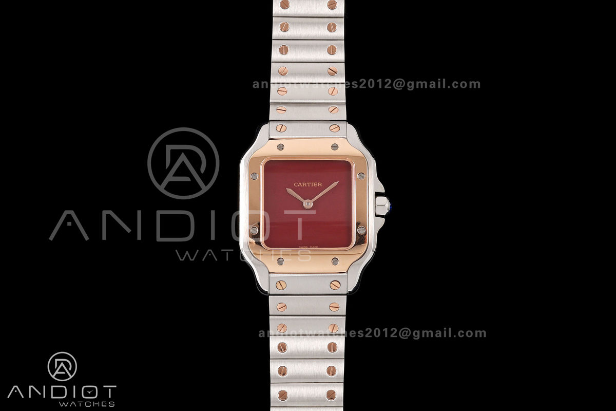 Santos 27mm SS/RG 8848F 1:1 Best Edition Red Dial on SS/RG Bracelet Quartz